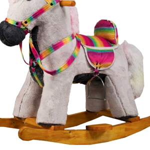 راکر اسب کودک چوبی طوسی روشن -اسباب بازی